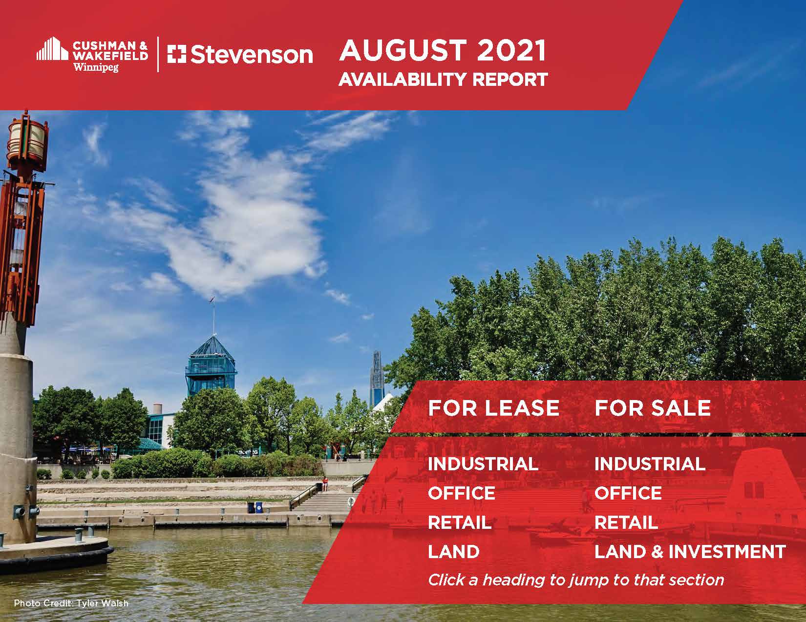August 2021 available property report CWStevenson office retail land industrial investment