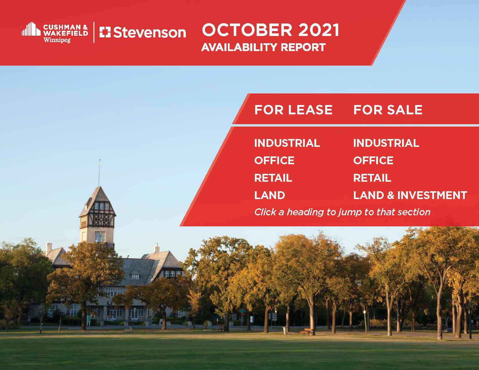 CWStevenson january 2022 availability report of properties industrial office retail land investments october 2021
