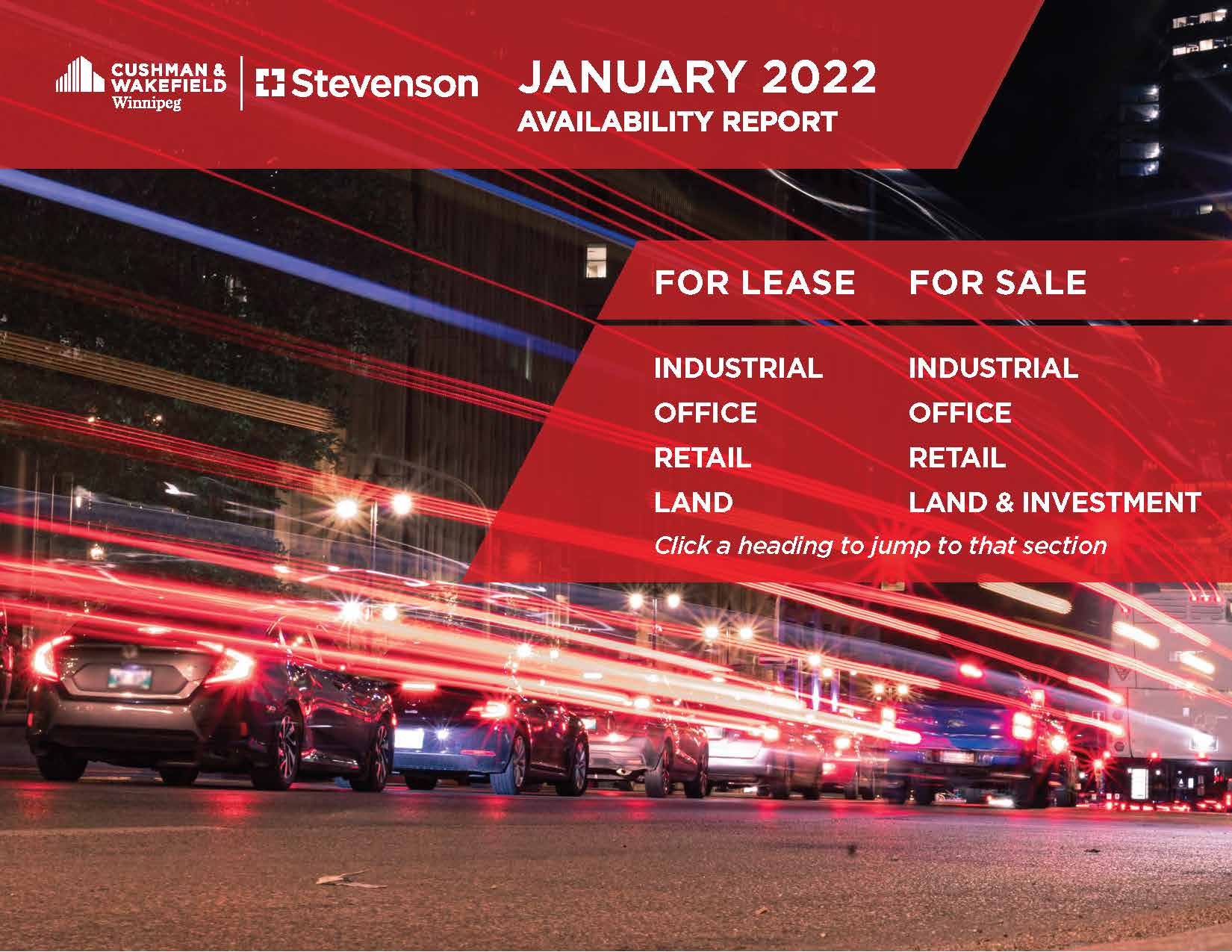 CWStevenson january 2022 availability report of properties industrial office retail land investments
